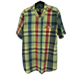 Eddie Bauer Colorful Plaid Short Sleeve Button Down Shirt XL